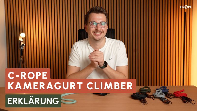 Kameragurt Climber aus weichem Kletterseil mit Quick-Release Schnellverschluss; komfortabler Nacken-/Schultergurt zum Umhängen, universal für DSLR und Systemkamera von Sony, Canon, Nikon, ideal für Reise und Outdoor.