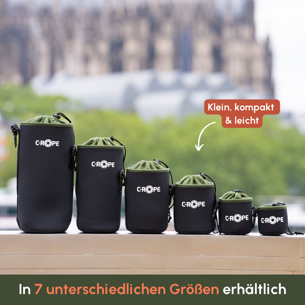 Die kleinen und kompakten Kamera Objektivbeutel aus Neorpen sind so leicht, dass du sie in deinem Kamera Rucksack nicht merkst | C-Rope Kamerazubehör