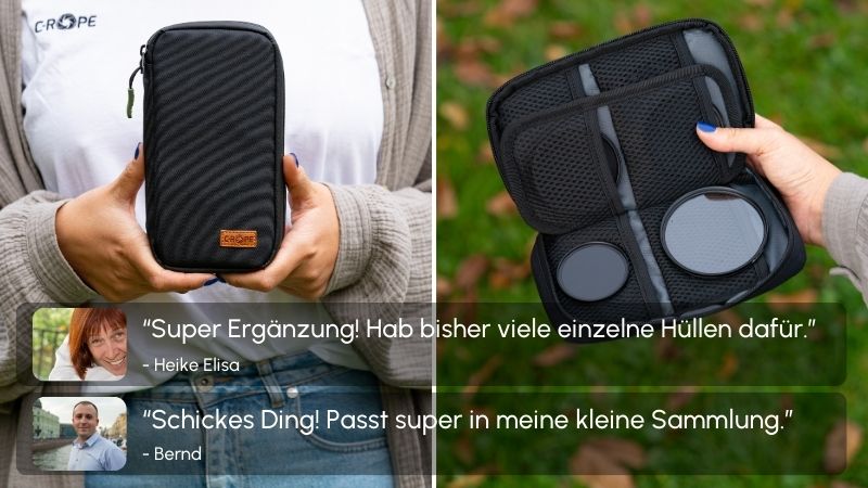 Egal ob ND-Filter, Graufilter, Polfiter oder UV-Filter, diese Filter Tasche ist die ideale Ergänzung für deine Fotografie | C-Rope Kamerzubehör