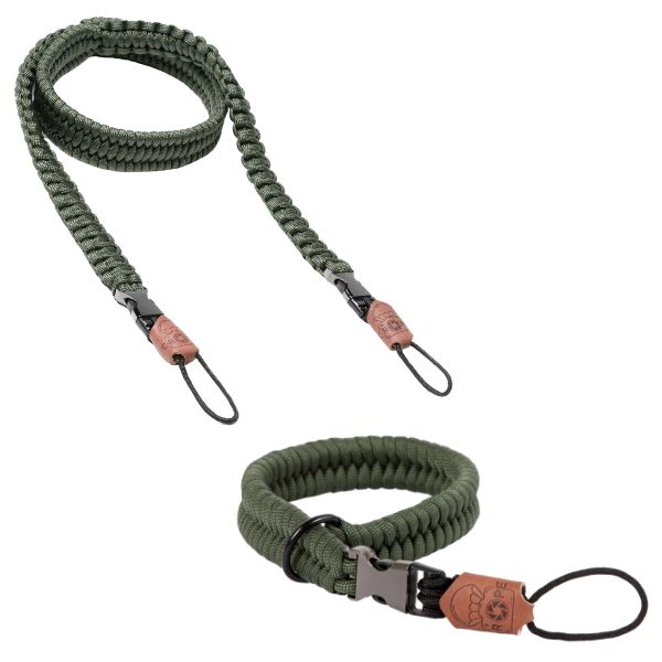 Unser handgeflochtenes Set mit Kamera Gurt Handschlaufe sind das ideale Match, denn dank Schnellverschluss kann man mit einem Handgriff hin und her wechseln | C-Rope Kamerazubehör